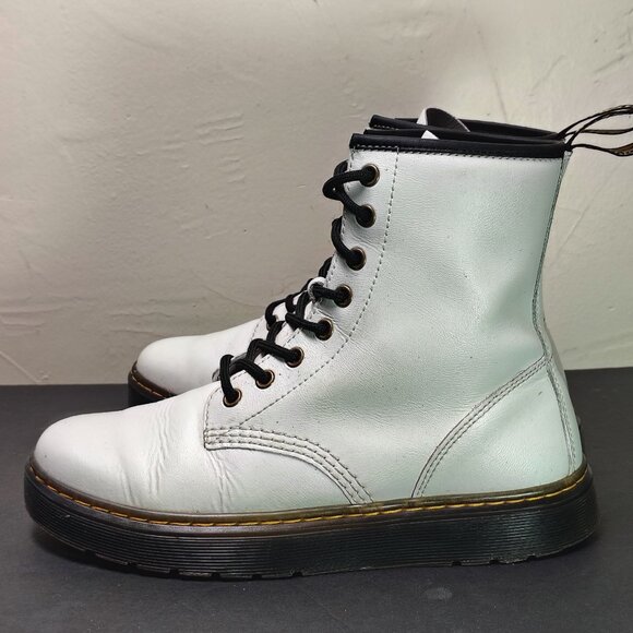 Dr. Martens Zavala Boots White Leather Combat Air Wair Womens 8  AW004 SK 08 V - Picture 4 of 12